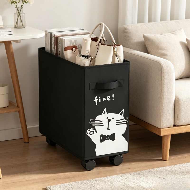 Book Cart Rolling - Foldable Under Desk Rolling Storage Cart,