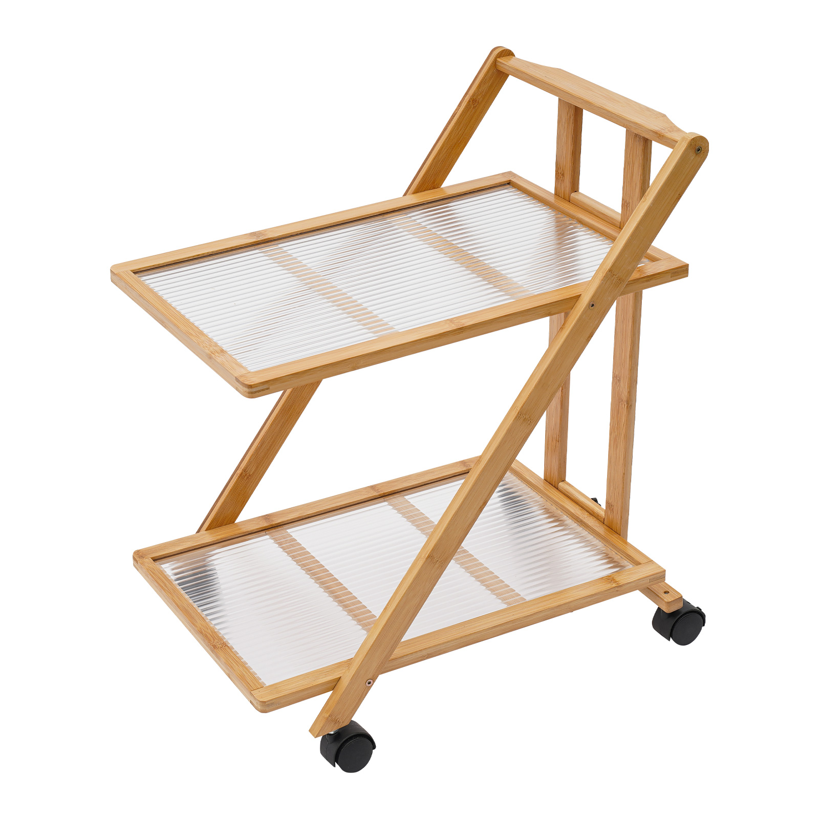 2 Tier Rolling Cart Bamboo Fol - đánh giá và giá Book Cart Rolling