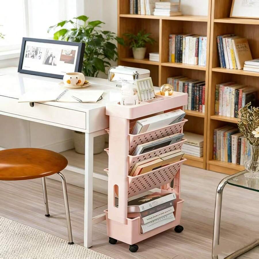 5-Tier Rolling Storage Cart wi - đánh giá và giá Book Cart Rolling