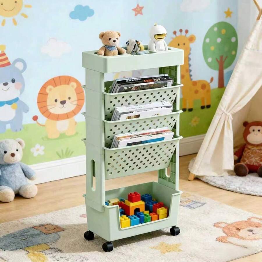 5-Tier Rolling Storage Cart wi - đánh giá và giá Book Cart Rolling